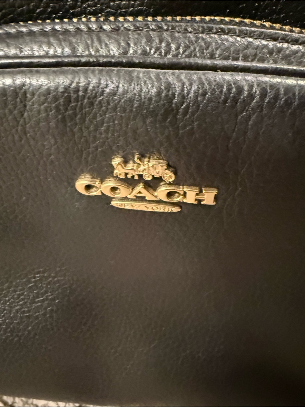 Coach Large Black Leather Backpack with Gold Accents - Picture 5 of 5